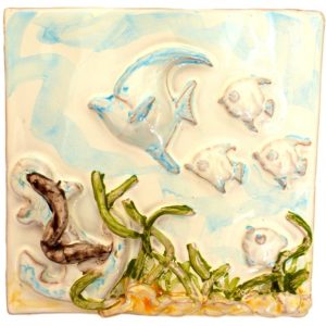 pesce.trepesciolini ceramica mare famiglia pesciolini ceramica taormina