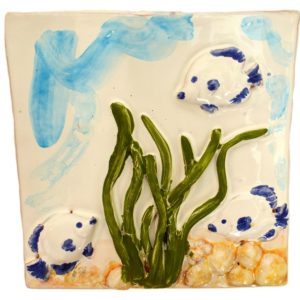 tre.pesciolini.blu pesci stile marino ceramica